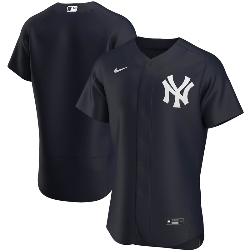 2020 MLB Men New York Yankees Nike Navy Alternate 2020 Authentic Official Team Jersey 1